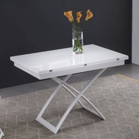 Table à café/salle à manger pliante extensible moderne en bois et acier, gain de place, pour salon et salle à manger
