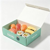 Boîte en papier personnalisée recyclable de qualité alimentaire, design gratuit, pour sushis, biscuits, saumon, plats à emporter, restaurant, emballage de chocolat