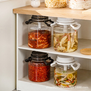 Pickling <b>Jar</b> Food Grade <b>Plastic</b> 5L Cylinder With Handle Airtight Vented For Vegetables And Sauces - Product Image 2