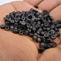 Perles en aluminium doublées de silicone personnalisées pour extensions capillaires, multicolores, multi-tailles, antidérapantes, imperméables, accessoires micro-anneaux – Vente en gros