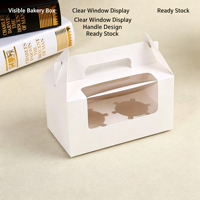 Boîte à muffins en papier kraft en stock, boîte d'emballage pour pâtisseries avec fenêtre transparente, boîte cadeau pour gâteaux de lune à emporter avec plateau intérieur