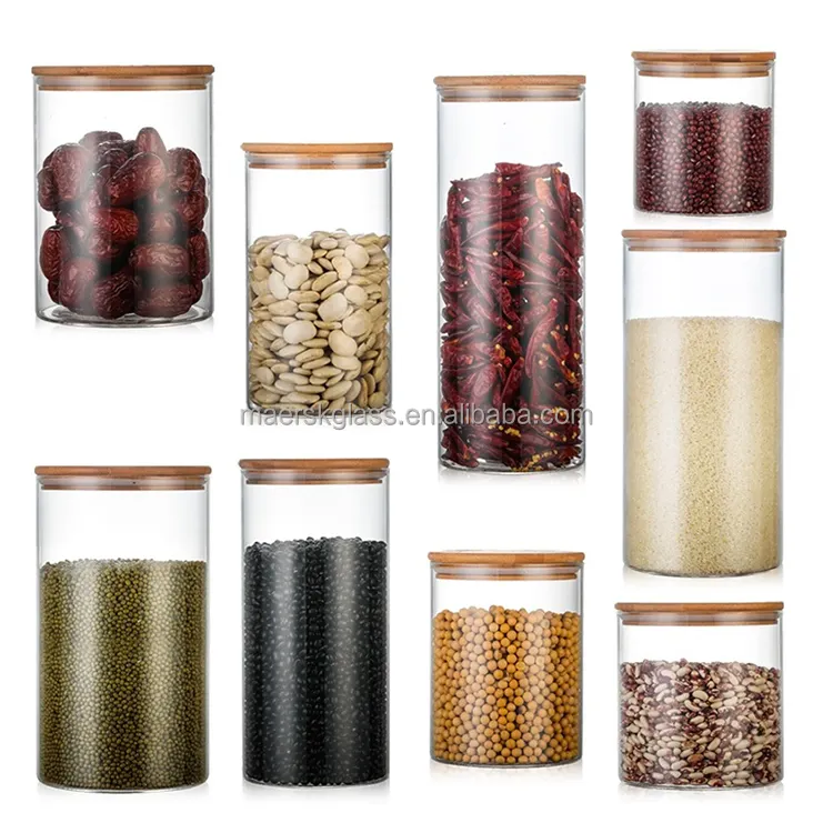 Wholesale Glass Jar Candy Jar Empty Glass Pickle Maker Gel Jar with Bamboo cover