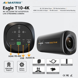 Cámara de Transmisión en Vivo AVMATRIX Eagle T10-4K 4K con Zoom Óptico 10X, Enfoque Automático TOF, HDMI, USB-C para YouTube, <span class=keywords><strong>Facebook</strong></span>, Zoom - Product Image 1