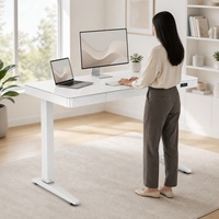 Bureau informatique ergonomique réglable en hauteur, électrique, avec surface métallique, écologique, durable, double moteur, pour usage domestique ou professionnel