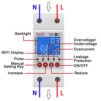 Disjoncteur intelligent Wi-Fi avec compteur d'énergie, minuterie bidirectionnelle, mesure de fuite à la terre et protection contre les surtensions/sous-tensions EAMPDW-TY-63D