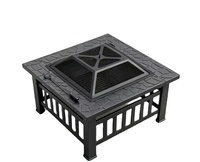 Table de foyer carrée en acier Corten avec contrôle tactile de sécurité pour 3 à 5 personnes, multifonction, pour barbecue extérieur, cuisson de ragoûts et glace