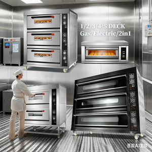 Vaporizador de agua de cocina de tamaño comercial, placa de piedra, Pizza de Gas eléctrica, 1 cubierta, 2 bandejas, <span class=keywords><strong>horno</strong></span> individual de 3 cubiertas dobles <span class=keywords><strong>para</strong></span> pequeñas empresas - Product Image 4