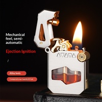 Nouveau Briquet à Kérène Semi-Automatique Vintage avec Mécanisme d'Éjection, Cadeau Classique pour Homme, Idéal pour Petit Ami, Cadeaux d'Affaires, Portable, Texture Luxe
