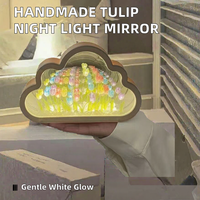 Lampu Tidur LED Modern Berkualitas Tinggi Estetik Awan Cermin Buatan Tangan DIY Lampu Bunga Tulip Akrilik