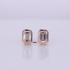 Starsgem 4x6mm gevşek zümrüt kesim lab yetiştirilen elmas mozanit elmas küpe 9k/10k/14k/18k çerçeve küpe damızlık Eemerald kesim - Product Image 3