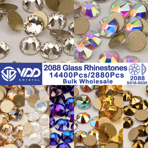VDD Venta al por mayor a granel SS16-SS30 Pedrería de cristal de alta calidad 2088 con base plana, 8 grandes y 8 pequeñas, 16 cortes para manualidades - Product Image 1
