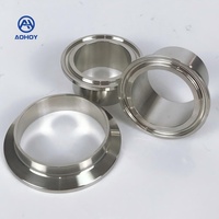 Aohoy Pemasok Ferrule Pengelasan Pipa Tri Clover Clamp Sanitasi Baja Tahan Karat 304 316L DIN 32676 untuk Pesanan Grosir Food Grade