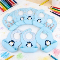 Babero de silicona para bebé, sin BPA, no tóxico, con diseño de animales, logotipo personalizado, ajustable, para alimentación y entrenamiento, de grado alimenticio, impermeable y ecológico, al por mayor.