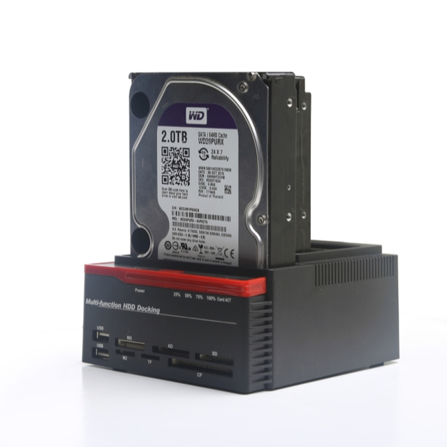 180W USB Switch 2USB Charger Three-Disc Multi-Function Hard Disk Holder SATA SSD Case Enclosure Adapter Box Voltage Display