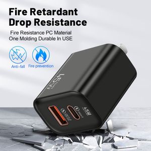 Portable 45w Type C+USB a Fast Charging Block Cell Phone Wall Charger <b>Adapter</b> for Phones - Product Image 4