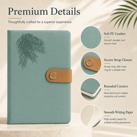 Carnet en cuir PU avec fermeture magnétique, imprimé feuilles vert sauge, couverture personnalisée, 10 couleurs, cadeau d'affaires en gros