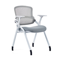 Chaise de formation ergonomique pliable en maille avec tablette d'écriture, accoudoirs intégrés et siège en mousse haute densité pour salle de conférence