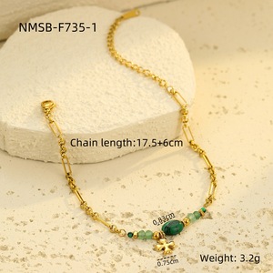 กำไลข้อมือหินธรรมชาติสแตนเลสชุบทอง 18k สไตล์โบฮีเมียน Zhixuan สำหรับผู้หญิง กำไลแฟชั่นหินลาพิสคุณภาพสูงแบบโซ่ - Product Image 4