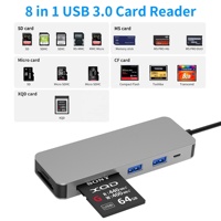 Hub de lector de tarjetas USB C multipuerto con SD/TF/XQD/MS/CF, 2. 3,0, tipo C 15W, todas las tarjetas de lectura simultánea para computadora portátil