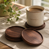 Sous-verre en bois personnalisé, support de tasse en bois massif, logo gravé, disque à thé, tapis de table rond ou carré