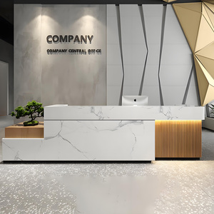 Mostrador de Recepción de Madera Oscura con Luz LED Cálida para Bar, Cafetería, Hotel, Salón de Belleza, Recepción de Clínica - Product Image 6