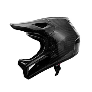 Helm Kulit karbon cakupan penuh desain baru CE EN1078 CPSC helm sepeda motor MTB aksesoris sepeda wajah penuh Jerman