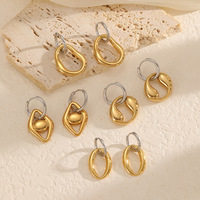 Pendientes de Acero Inoxidable de Colores, Diseño Exclusivo con Ganchos Circulares Irregulares y Huecos