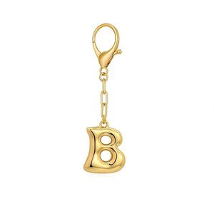 Porte-clés lettre initiale tendance 2025 pour femmes et hommes, breloque de sac en or massif avec lettre en bambou, breloques de sac à main - Product Image 6