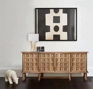 Hand Carved Wooden <b>Sideboard</b> With Antique Style Finish And Large <b>Storage</b> Capacity For Dining Room Essentials - Product Image 2