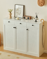 Meuble à chaussures moderne en métal à double porte et deux tiroirs pour salon, entrée, appartement et hôtel - Rangement durable et peu encombrant
