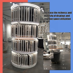 Hiện đại tiết kiệm không gian phong cách phổ biến kim loại đá cẩm thạch Kệ 360 hiển thị đứng sàn gạch gốm khảm gạch hiển thị giá - Product Image 2