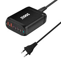 Ponsel sertifikasi CE Rohs GaN Tech 6 port USB C 100W 200W QC3.0 18W pengisi daya Cepat GaN untuk pengisi daya Laptop MacBook