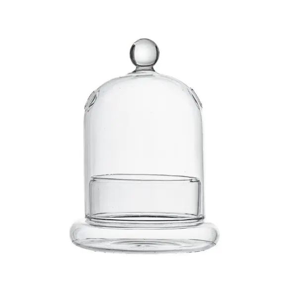 Home Decoration Handblown Clear Terrarium Glass Display Candle Cover Dome Cloche with Glass Base