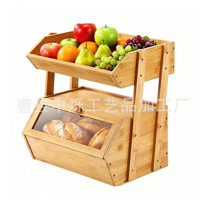 Étagère à épices en bambou à double niveau avec bocaux en verre pour le rangement sur le comptoir de cuisine - Product Image 4