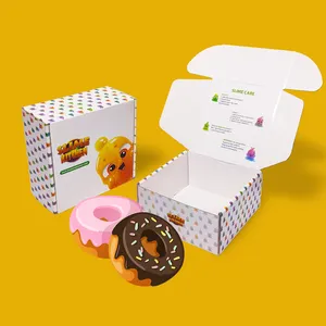 定制外卖纸面包店糕点百吉饼盒甜甜圈包装邮件迷你蛋糕馅饼切片甜点处理盒