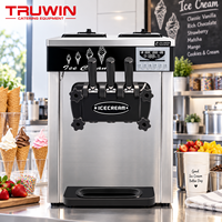 Petite machine à crème glacée commerciale verticale en acier inoxydable, automatique, pour stand mobile, avec 3 saveurs, pour crème glacée molle au lait
