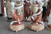 Sculpture en marbre grandeur nature Statues de dame avec pots de fleurs