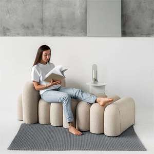 Banco de tres plazas de tela nórdica impermeable y de fácil cuidado, de lujo, minimalista y de alta comodidad, para entrada, guardarropa, banco para zapatos y sofá. - Product Image 1