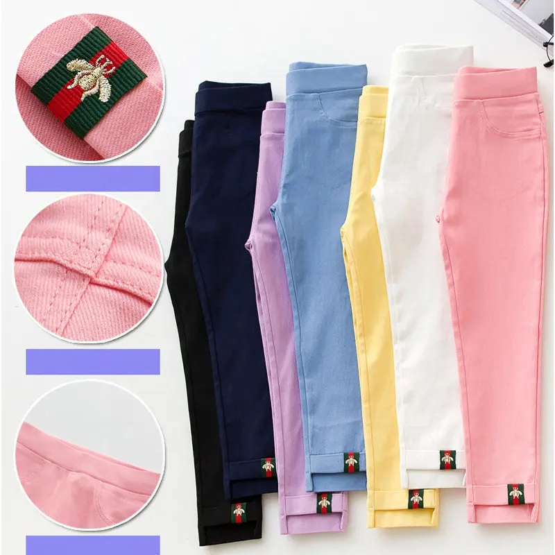 Spring and autumn Children's trousers girls models elastic slim pants small feet pencil pants leggings