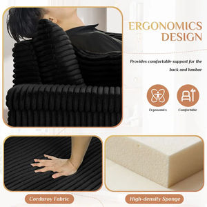 Sofá Reclinable de 2 Plazas en Corduroy Negro con Dos Reposapiés, Cojines, Portavasos y Cargador USB para Uso en el Hogar - Product Image 3