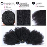 Lots de Cheveux Humains Brésiliens Vierges 100% Naturels, Grade 10A 12A, Ondulés Afro Crépus, Alignés Cuticules, Types 4A 4B 4C, Vente en Gros à Prix Abordable