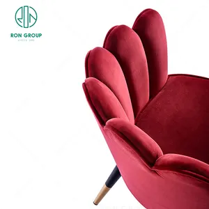 Di fascia alta su misura elegante a forma di fiore verde rosso gambe in metallo mobili per sala da pranzo comoda sedia da pranzo in velluto di pelle