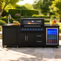 Livraison rapide Moderne Premium Commercial Gaz BBQ Island Grill 6 Brûleur Principal Autoportant De Luxe En Acier Inoxydable Outil Professionnel