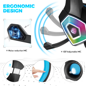 Casque de jeu sans fil RGB pour <span class=keywords><strong>PS4</strong></span>, écouteurs supra-auriculaires avec oreilles de chat, dynamique 40 mm, métal, sport, voyage, ANC, écoute AAC, cuir - Product Image 3