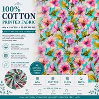 Tissu en coton imprimé floral des années 60, tissage uni, doux, respirant, léger, motif fleurs roses, pour robe, chemisier, vêtement