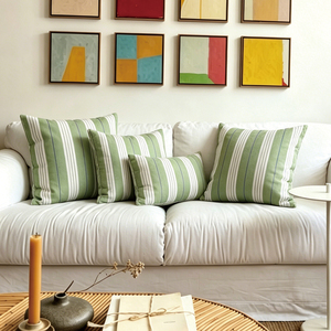 Modern Farmhouse <strong>Sage</strong> Stripe Throw <strong>Cushion</strong> <strong>Cover</strong>, Soft Durable Polyester Pillow Cases for Couch Living Room Decoration - Product Image 5