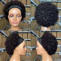Perruque courte de style africain, perruque courte bouclée, coupe pixie, perruque courte en cheveux humains, couleur naturelle, longueur 8 pouces