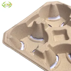 Paper Pulp Trays Packaging Recycled Paper Pulp Packing Suppliers 2/4 Coffee Cups Holder Drink Tray Paper Pulp Carrier Coffee Paper Cup Holder Tray