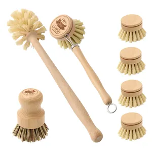 100% Biodegradable 0 Waste Natural Vegan Eco Friendly Wooden Wood Bamboo Pot Pan Cup Dish Bottle Kitchen Cleaning Brush
