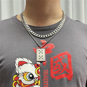 Stainless Steel <b>Playing</b> <b>Card</b> Pendant Necklace Men's Heart Pattern Geometric Design Gift Jewelry 12049 - Product Image 3